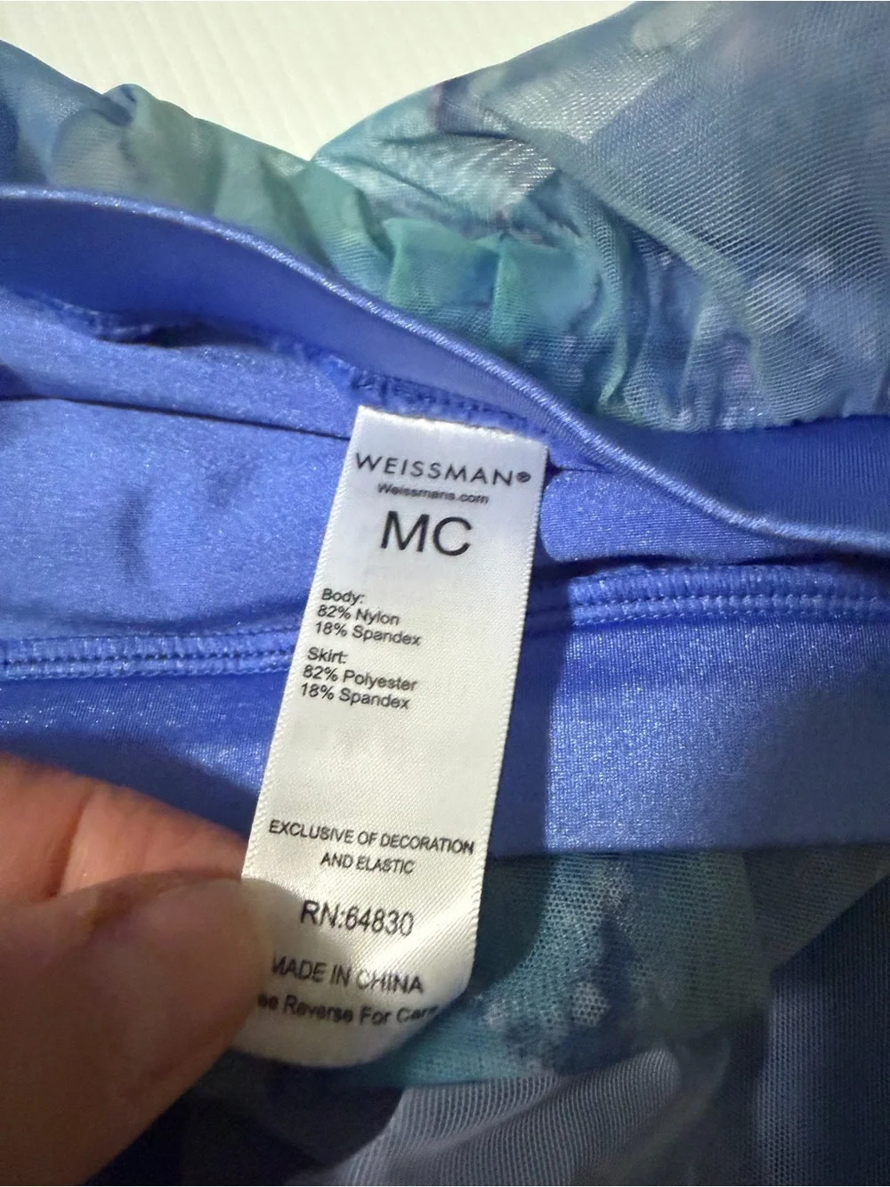 Weissman dance costume 2 piece lyrical mesh Blue watercolor 14113 MC child